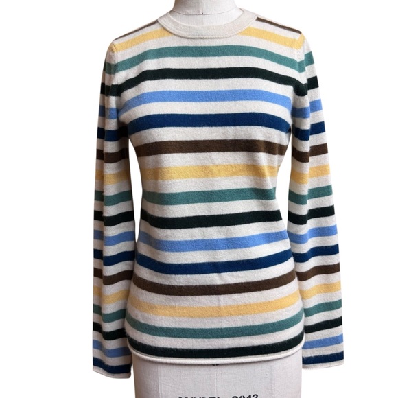 Vince Sweaters - Vince Mixed Striped Cashmere Sweater Crewneck Size L Cozy Preppy